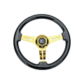 Wood Grain Steering Wheel 6 Bolts 1.5" Depth Dish Gold Chrome