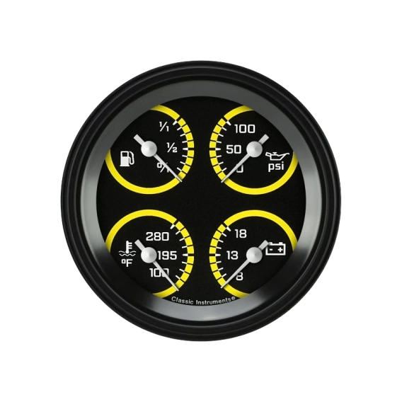 Classic Instruments® - AutoCross Yellow Series Quad Gauge