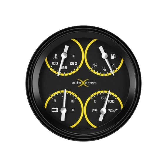 Classic Instruments® - AutoCross Yellow Series Quad Gauge