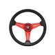JQTUNING Universal Racing Steering Wheel 13.8”/350mm 6 Bolts Grip Vinyl Leather & Aluminum with H...